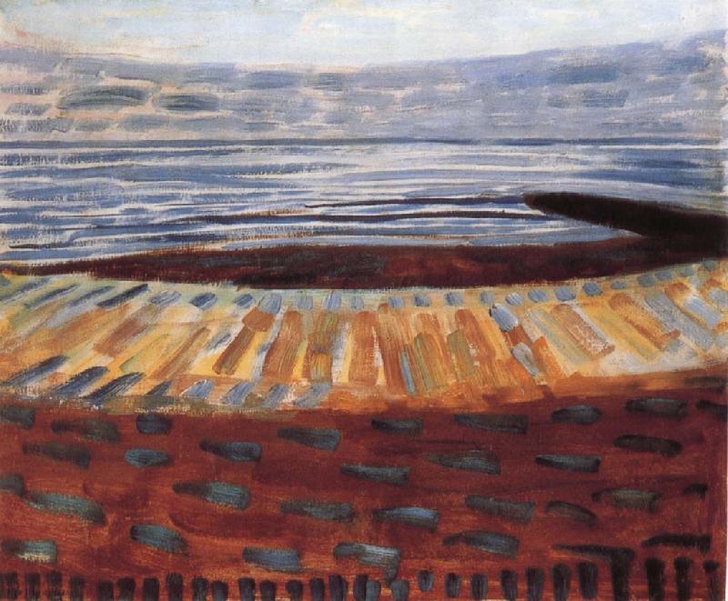 Piet Mondrian Sunset on the sea oil painting image